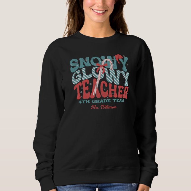 Sweatshirt Professeur lumineux enneigé Noël Rétro (Devant)