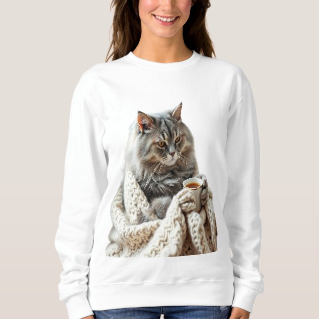 Sweatshirt Profitez du thé d'hiver de chat (Devant)
