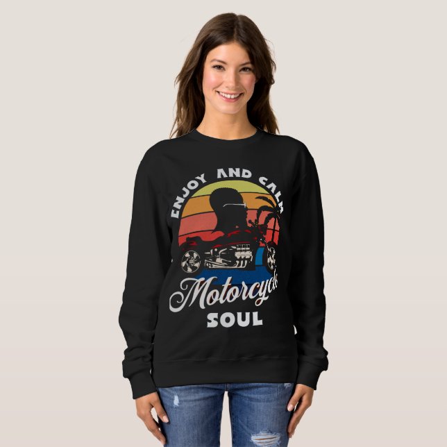 Sweatshirt Profitez et calme, âme moto (Devant entier)