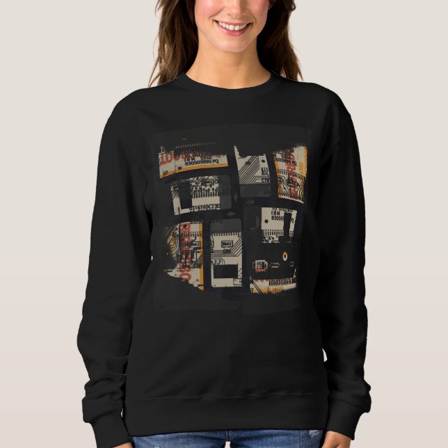 Sweatshirt Programmateur de Geek de Glitch Binary Code Rétro (Devant)