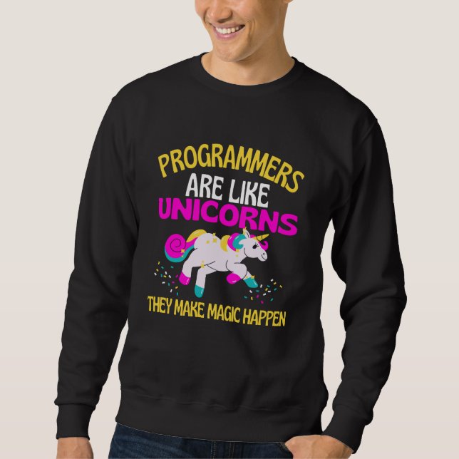 Sweatshirt Programmeur Unicorn, Programmeur Unicorn Magique (Devant)