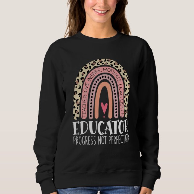Sweatshirt Progrès de l'éducateur pas la perfection enseignan (Devant)