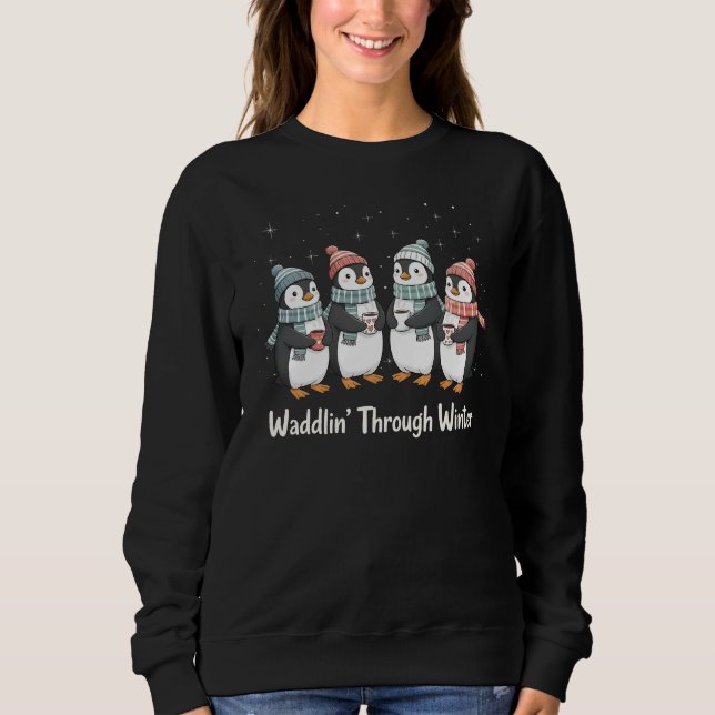 Sweatshirt Promenade hivernale – Amis pingouins (Devant)