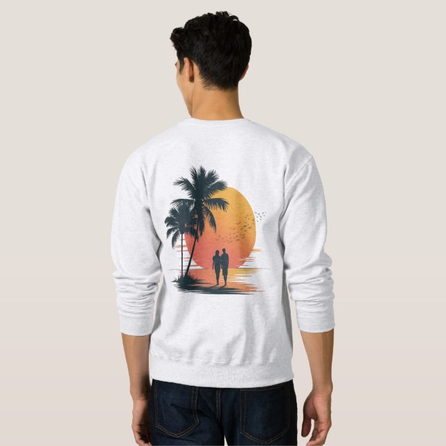 Sweatshirt Promenade romantique au coucher du soleil (Dos entier)