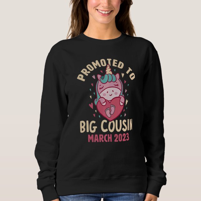 Sweatshirt Promoted to Big Cousin March 2023 Unicorn Hearts N (Devant)