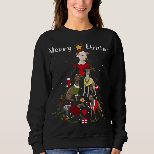 Sweatshirt Propriétaire de l'arbre de Noël Whippet Lover Xmas (Devant)
