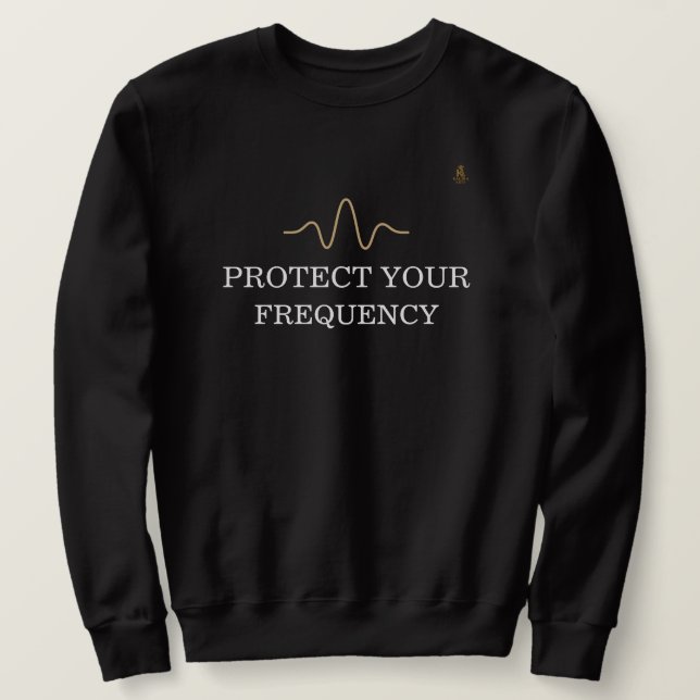 Sweatshirt PROTECT YOUR FREQUENCY – Minimal Gold Wave Energy  (Design devant)