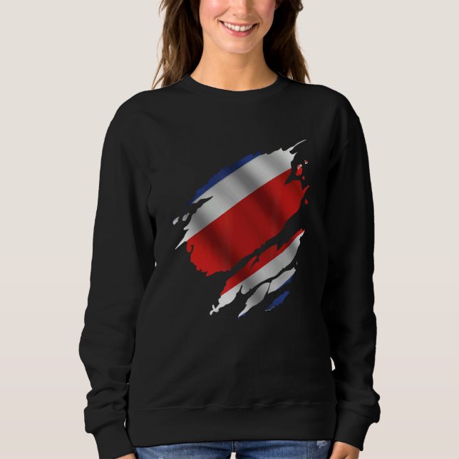 Sweatshirt Proud Costa Rican Root Torn Ripped Costa Rica Flag (Devant)