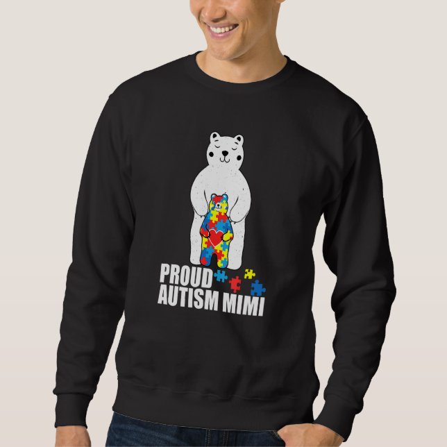 Sweatshirt Proud Mimi Bear Autism Awareness Puzzle Piece Fami (Devant)