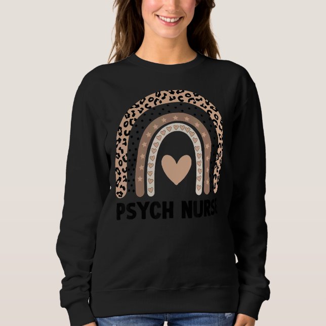 Sweatshirt Psych Infirmière Léopard Arc-en-ciel (Devant)