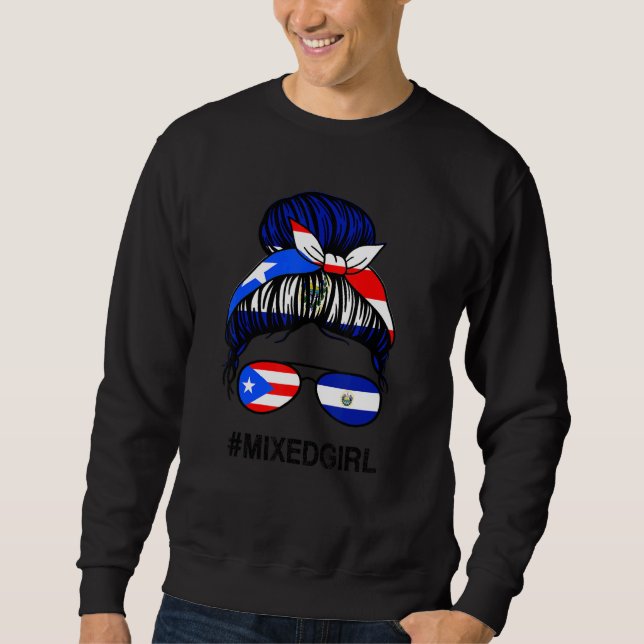 Sweatshirt Puerto Rico El Salvador Flag Puerto Rican Messy Bu (Devant)