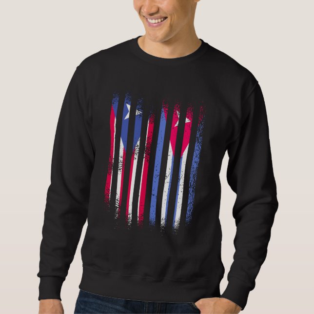 Sweatshirt Puerto Rico Flag Cuba Grown Country Flags Stripes (Devant)