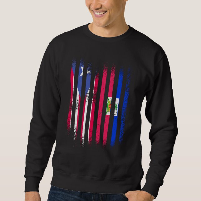 Sweatshirt Puerto Rico Flag Haiti Grown Country Flags Stripes (Devant)