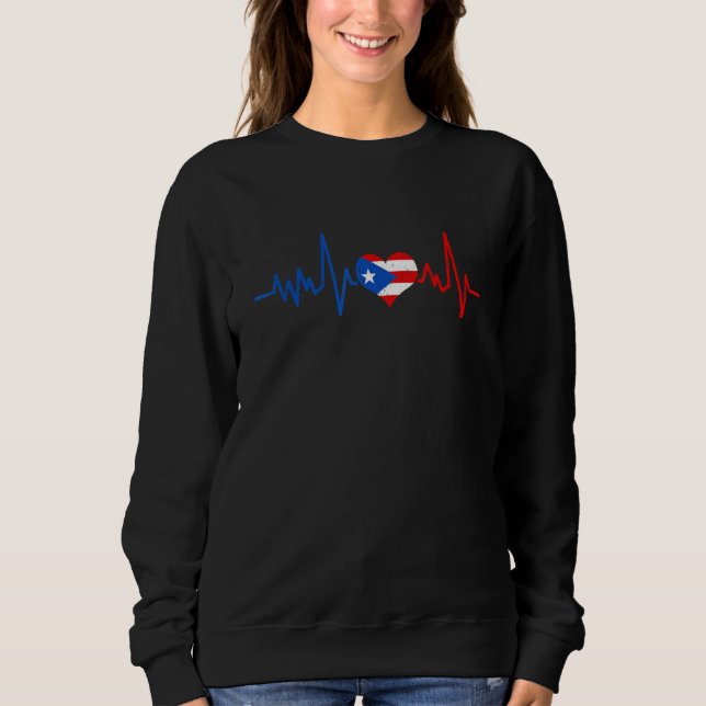 Sweatshirt Puerto Rico Heart Puertorro Heartbeat EKG Pulse Pu (Devant)