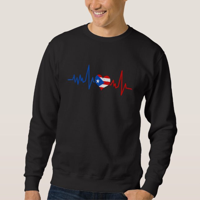 Sweatshirt Puerto Rico Heart Puertorro Heartbeat EKG Pulse Pu (Devant)