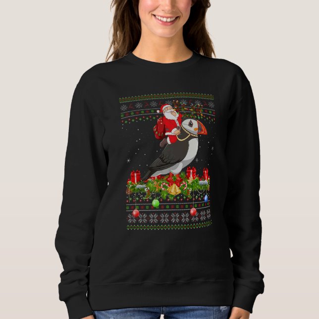 Sweatshirt Puffin Bird  Ugly Santa Riding Puffin Christmas (Devant)