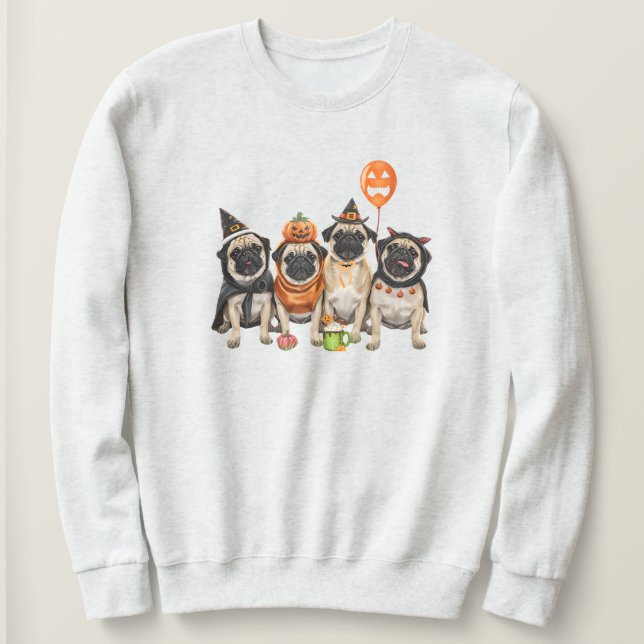 Sweatshirt Pug Halloween Sweatshirt-Halloween Dog Mom  (Design devant)