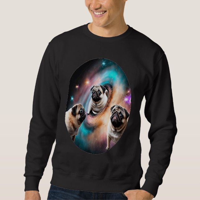 Sweatshirt Pugs In Space With Donuts Cute Pug Boys Girls Men  (Devant)