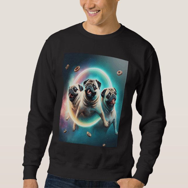 Sweatshirt Pugs In Space With Donuts Cute Pug Boys Girls Men  (Devant)