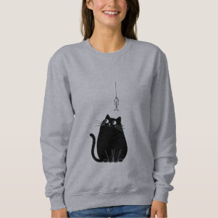 Sweatshirt Pull à capuche minimaliste chat noir pour femmes
