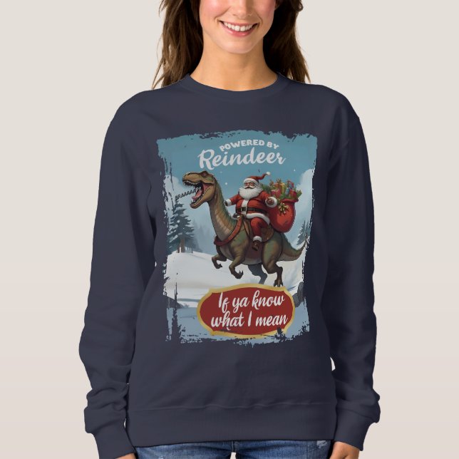 Sweatshirt Pull de Noël moche Santa tyrannosaure t-rex (Devant)