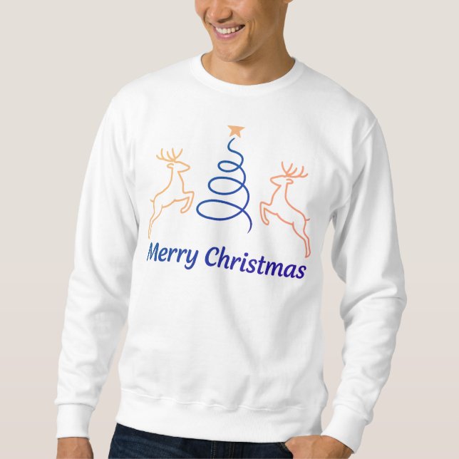 Sweatshirt Pull ras du cou de base pour hommes Joyeux Noël Re (Devant)