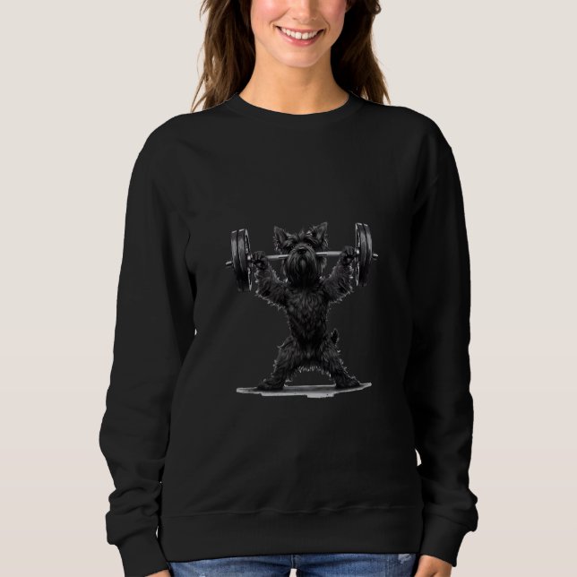 Sweatshirt Pumping Poids Lifting drôle Scottish Terrier (Devant)