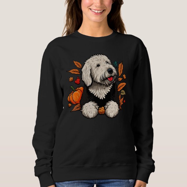 Sweatshirt Pumpkin Old English Sheepdog costume on Bobtail Ha (Devant)