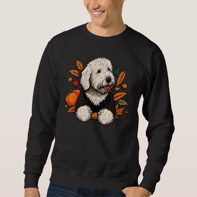 Sweatshirt Pumpkin Old English Sheepdog costume on Bobtail Ha (Devant)
