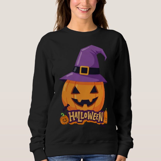 Sweatshirt Pumpkin with Witch Hat – Cute Halloween Jack O’Lan (Devant)