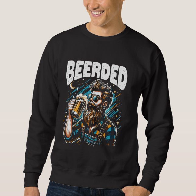 Sweatshirt Pun De Bière cool Pour Hommes Portés (Devant)