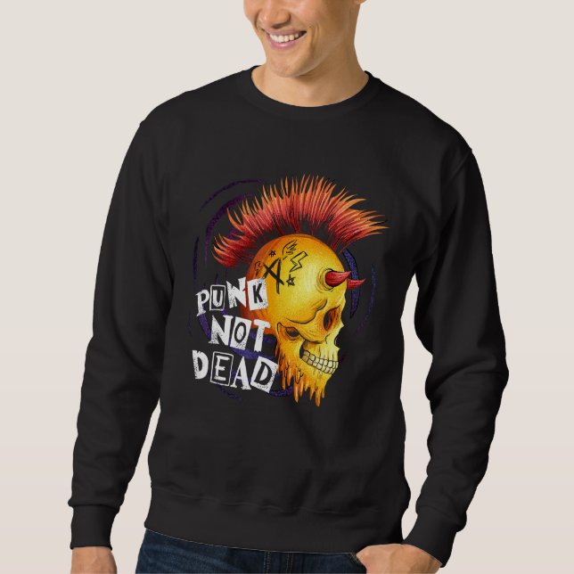 Sweatshirt Punks Not Dead pour fans de Punk Rock Crâne Avec M (Devant)