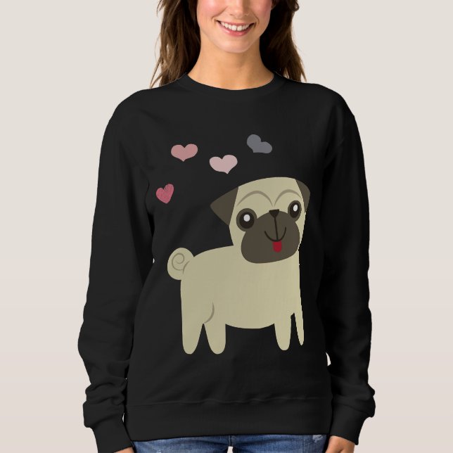 Sweatshirt puppy mops, cadeau pour carlin, amoureux de buldog (Devant)