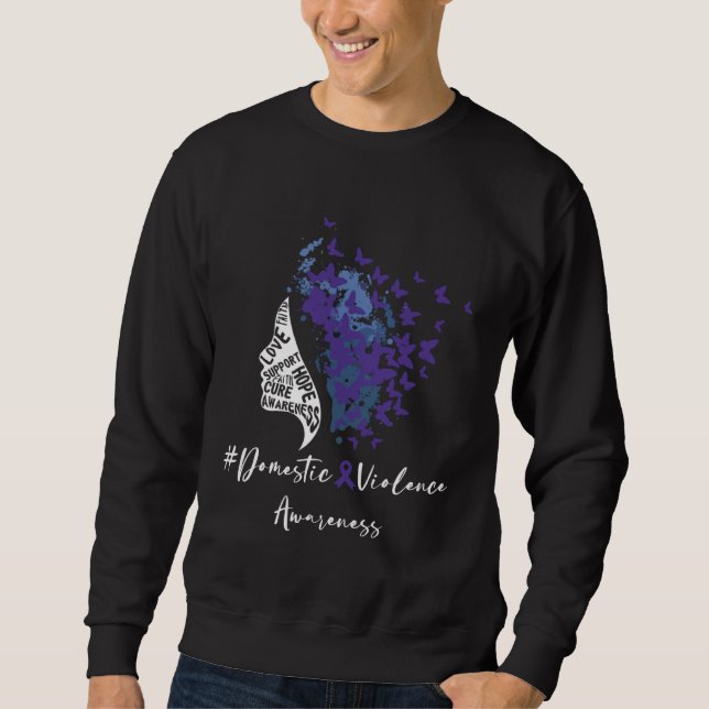Sweatshirt Purple Butterflies with a Ribbon Domestic Violence (Devant)