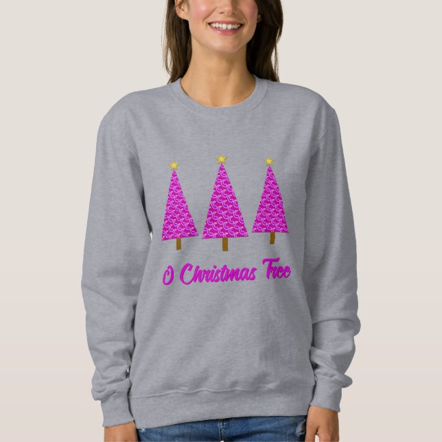 Sweatshirt Purple Paisley Arbre de Noël moderne rétro (Devant)