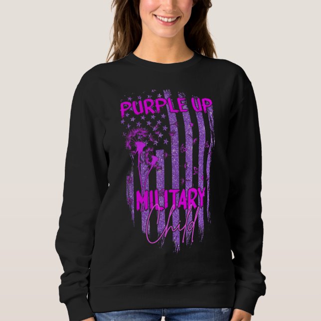 Sweatshirt Purple Up For Military Child Mois Dandelion Spark (Devant)