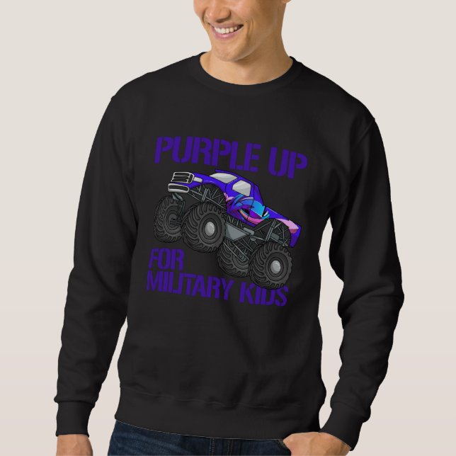 Sweatshirt Purple Up For Military Kids Monster Truck Boys Pur (Devant)