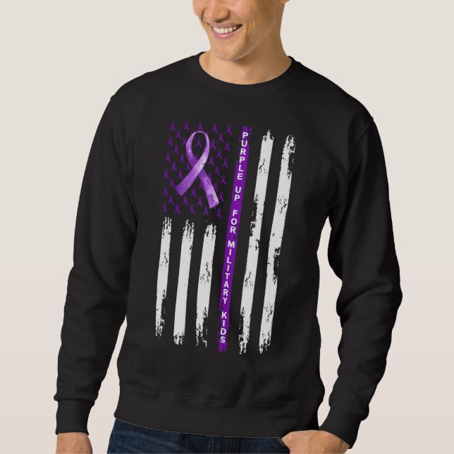 Sweatshirt Purple Up For Military Ribbon Mois Military Kids (Devant)
