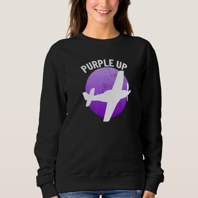 Sweatshirt Purple Up P51 Mustang Military Kids boys P 51 Purp (Devant)