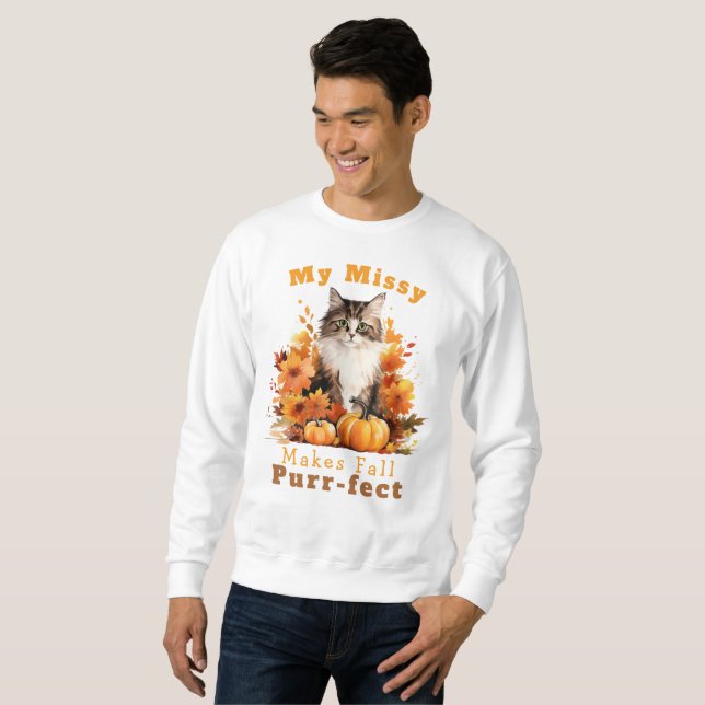 Sweatshirt Purr-fect personnalisé Chat d'automne Missy (Devant entier)