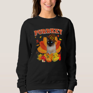 Sweatshirt Purrkey Siamese Chat Urkey Hanksgiving Citrouille