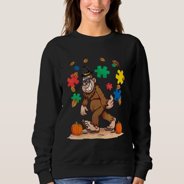 Sweatshirt Puzzle de la feuille d'automne de sensibilisation  (Devant)