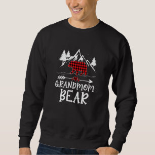 Sweatshirt Pyjama de Noël à carreaux rouges Grandmom Bear pou