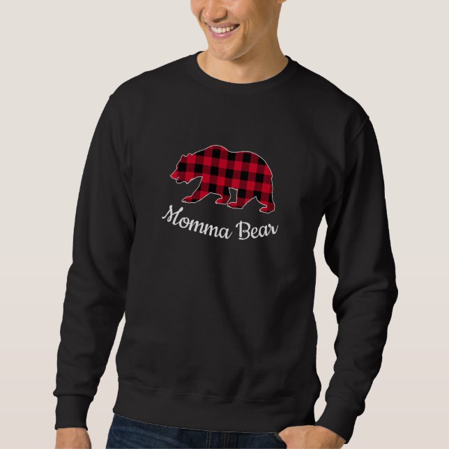 Sweatshirt Pyjama de Noël Momma Bear carreaux rouges de Buffa (Devant)