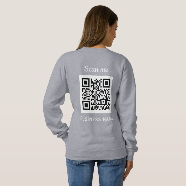 Sweatshirt QR Code Business Logo Professionnel Gris Moderne (Dos entier)