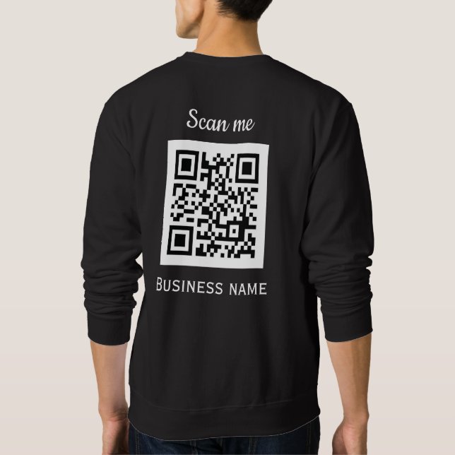 Sweatshirt QR Code Business Logo Professionnel Noir Moderne (Dos)