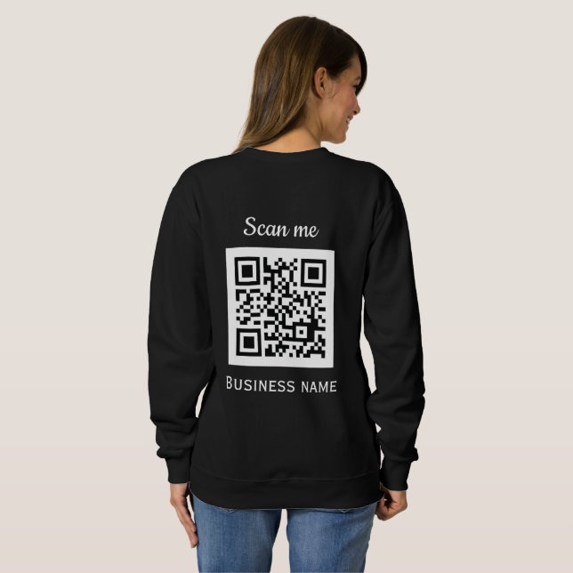 Sweatshirt QR Code Business Logo Professionnel Noir Moderne (Dos entier)