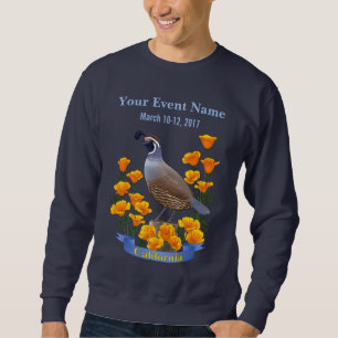 Sweatshirt Quail d'oiseaux de l'État de Californie et coqueli
