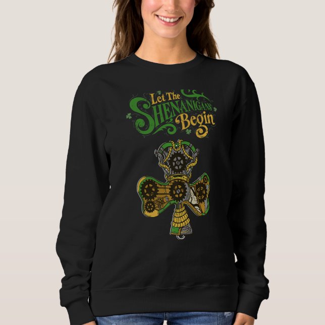 Sweatshirt Que les Shenanigans Commencent Steampunk Trèfles S (Devant)