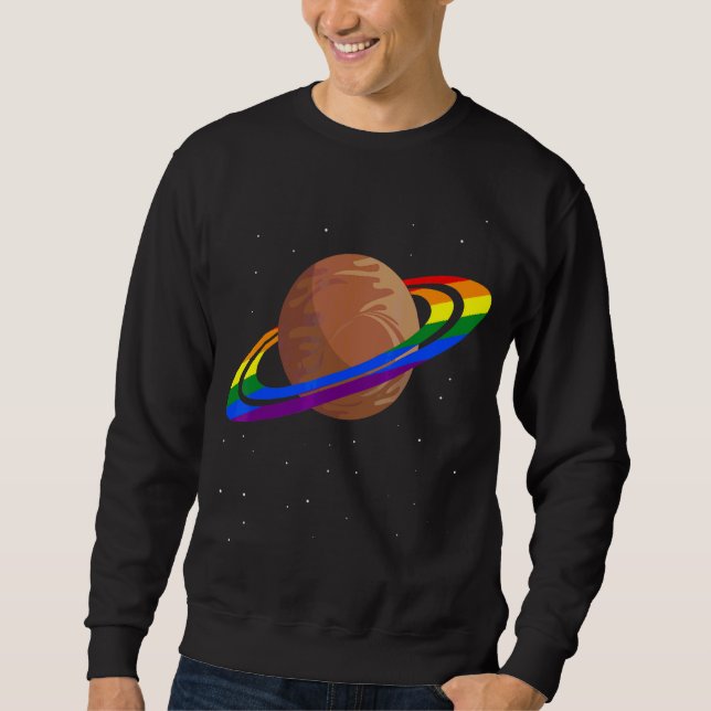 Sweatshirt Queer Rainbow Drapeau Gay pride Mois Saturn Égalit (Devant)